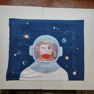 Sock Monkey Astronaut Pillow Sham Space Planets Kid Decor Size 27in x 22in NWOT